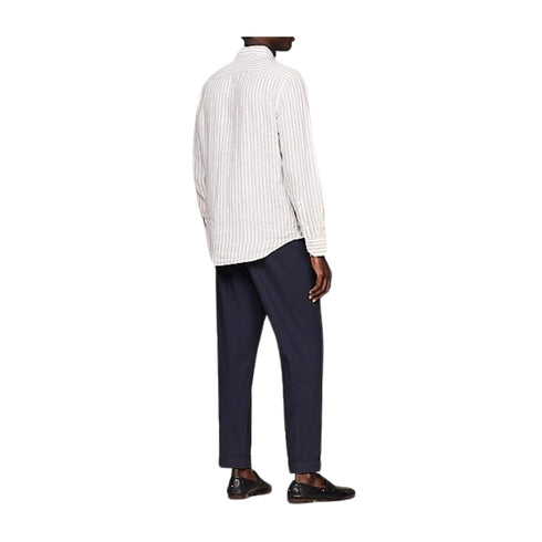 TOMMY HILFIGER Camicia di lino Camicia Uomo in lino a righe Bianco beige - Francavilla Moda